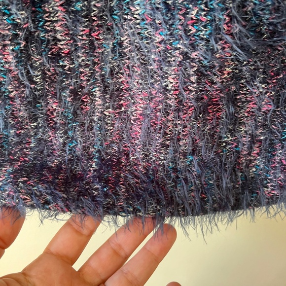 Chicos Sz L Marled Purple Eyelash Knit Boatneck Pullover Fuzzy Sweater - Picture 4 of 6